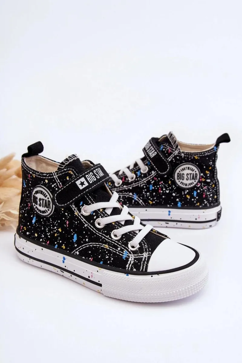 Online Dziecięce Wzorzyste Trampki Big Star LL374050 Czarne Dzieci Chłopięce|Dziewczęce