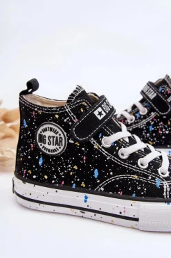 Online Dziecięce Wzorzyste Trampki Big Star LL374050 Czarne Dzieci Chłopięce|Dziewczęce