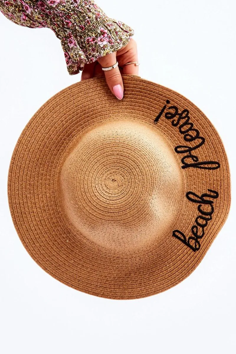 New Dziecięcy Kapelusz Z Napisem Beach Please! Beżowy Okrycia Głowy