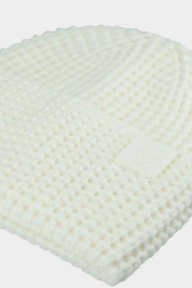 Sale 4F Dziewczęca Czapka Zimowa JWAW24ACAPF414-12S Kremowa