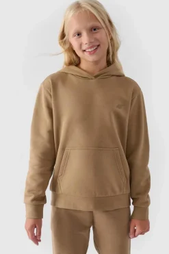 Hot 4F Dziewczęca Nierozpinana Bluza Z Kapturem Gładka Beżowa JWMM00TSWSF1316-83S Beżowy