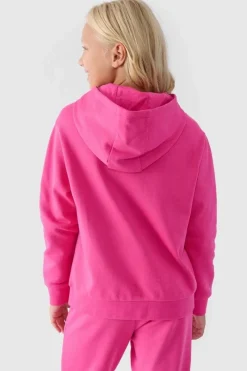 Bluzy Dziecięce|Odzież 4F>4F Dziewczęca Nierozpinana Bluza Z Kapturem Gładka Fuksja JWMM00TSWSF1316-55S Różowy
