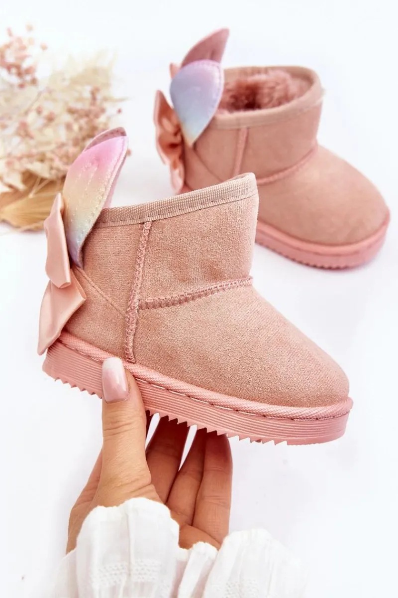 Sale Boto Dziewczęce Ocieplane Śniegowce Z Kokardkami Różowe Meriva