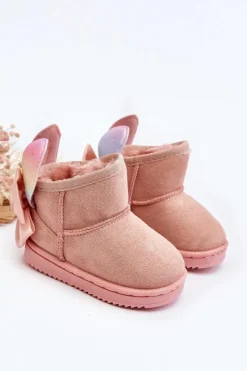 Sale Boto Dziewczęce Ocieplane Śniegowce Z Kokardkami Różowe Meriva