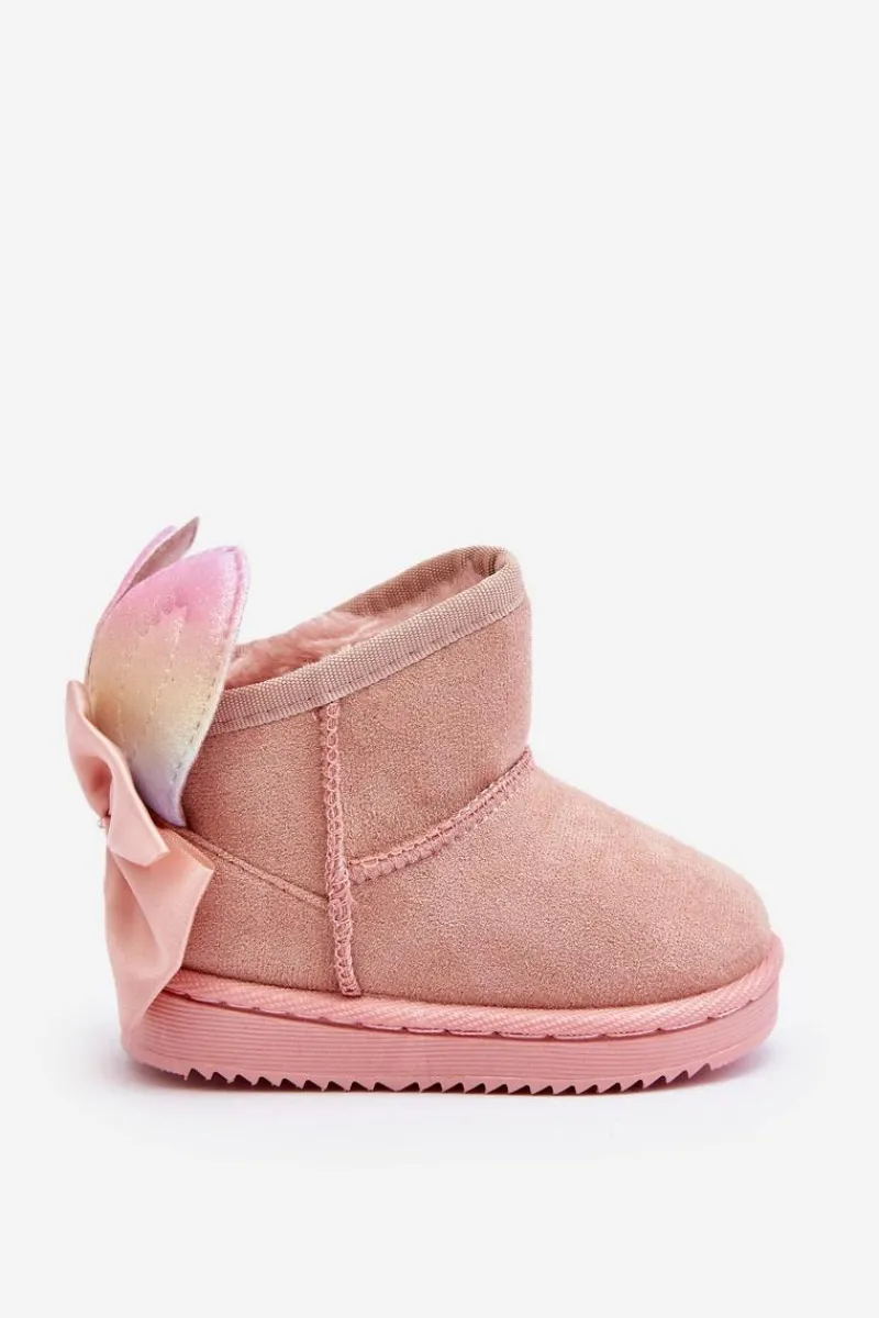 Sale Boto Dziewczęce Ocieplane Śniegowce Z Kokardkami Różowe Meriva