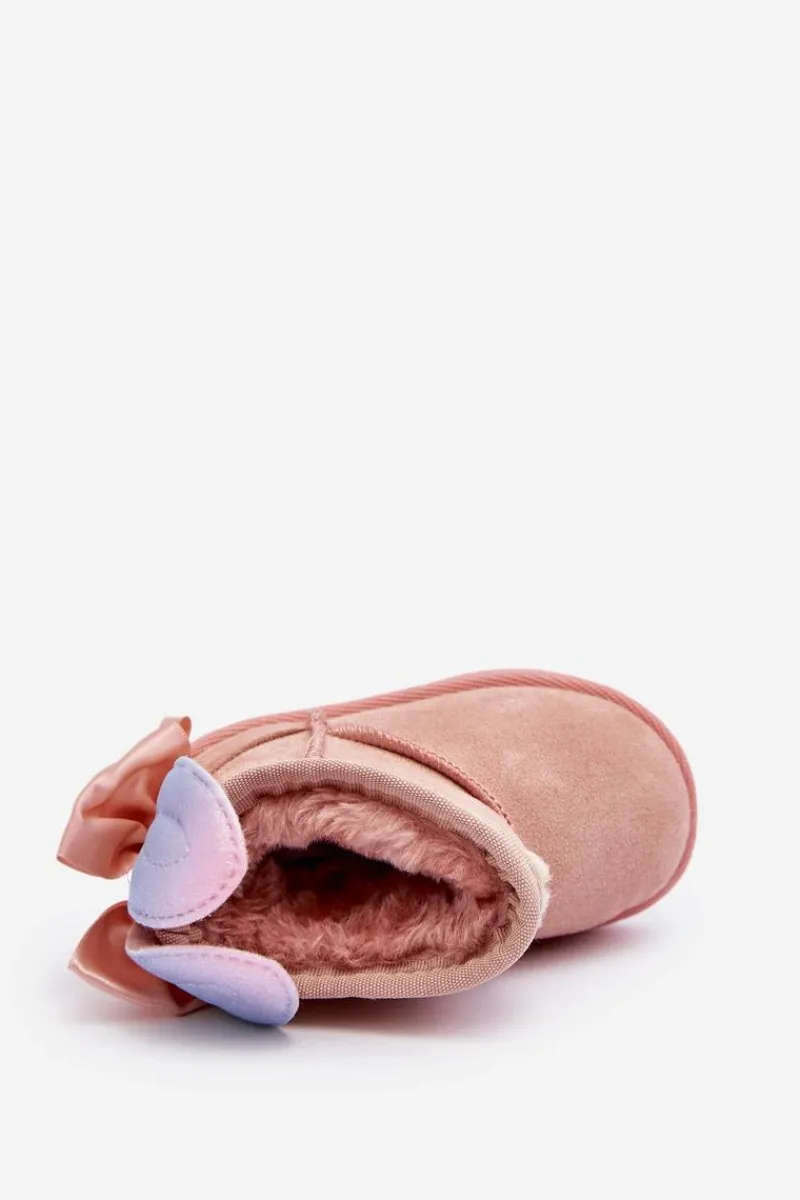 Sale Boto Dziewczęce Ocieplane Śniegowce Z Kokardkami Różowe Meriva