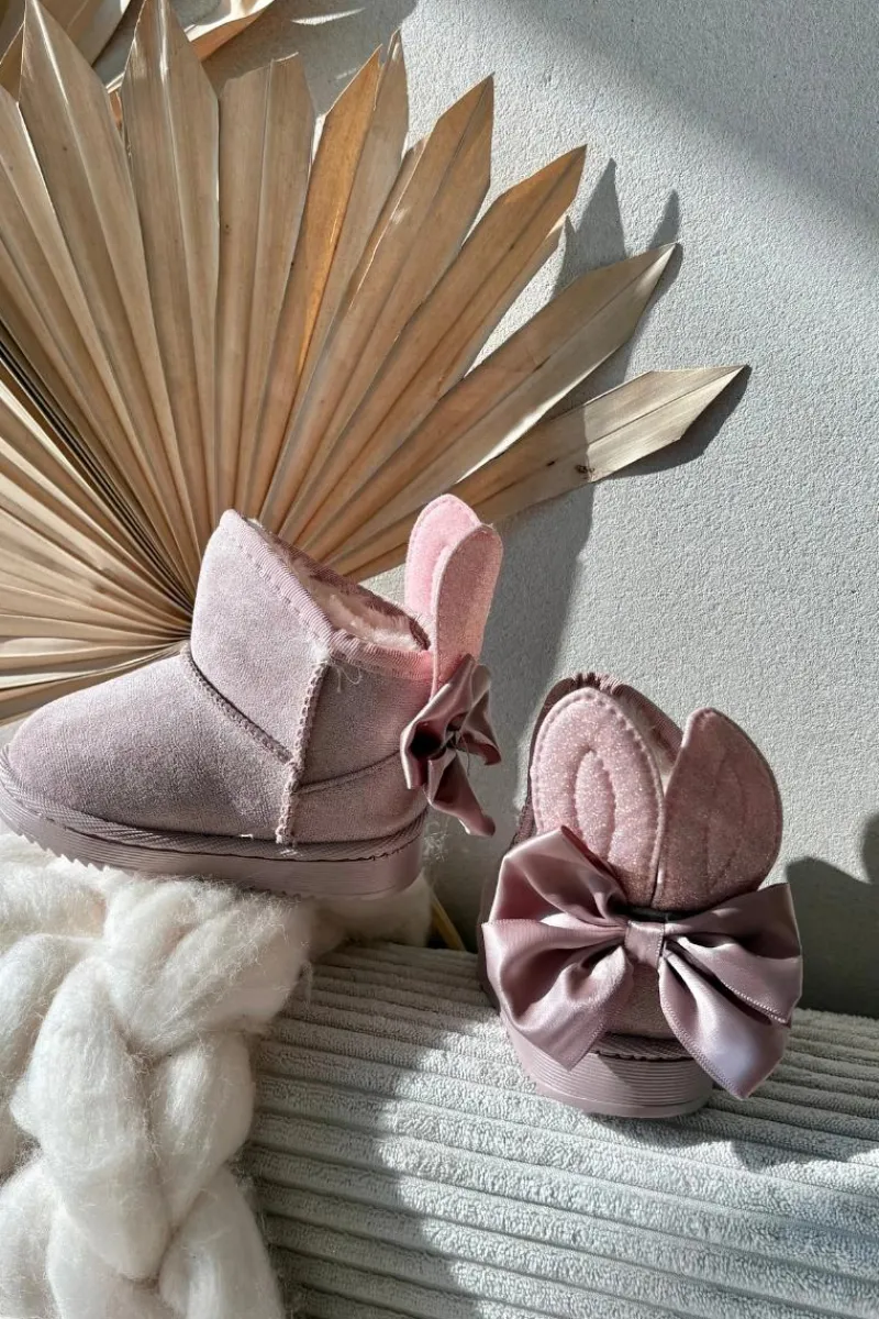 Dziewczęce|Dziewczęce>Boto Dziewczęce Ocieplane Śniegowce Z Kokardkami Brudny Róż Meriva