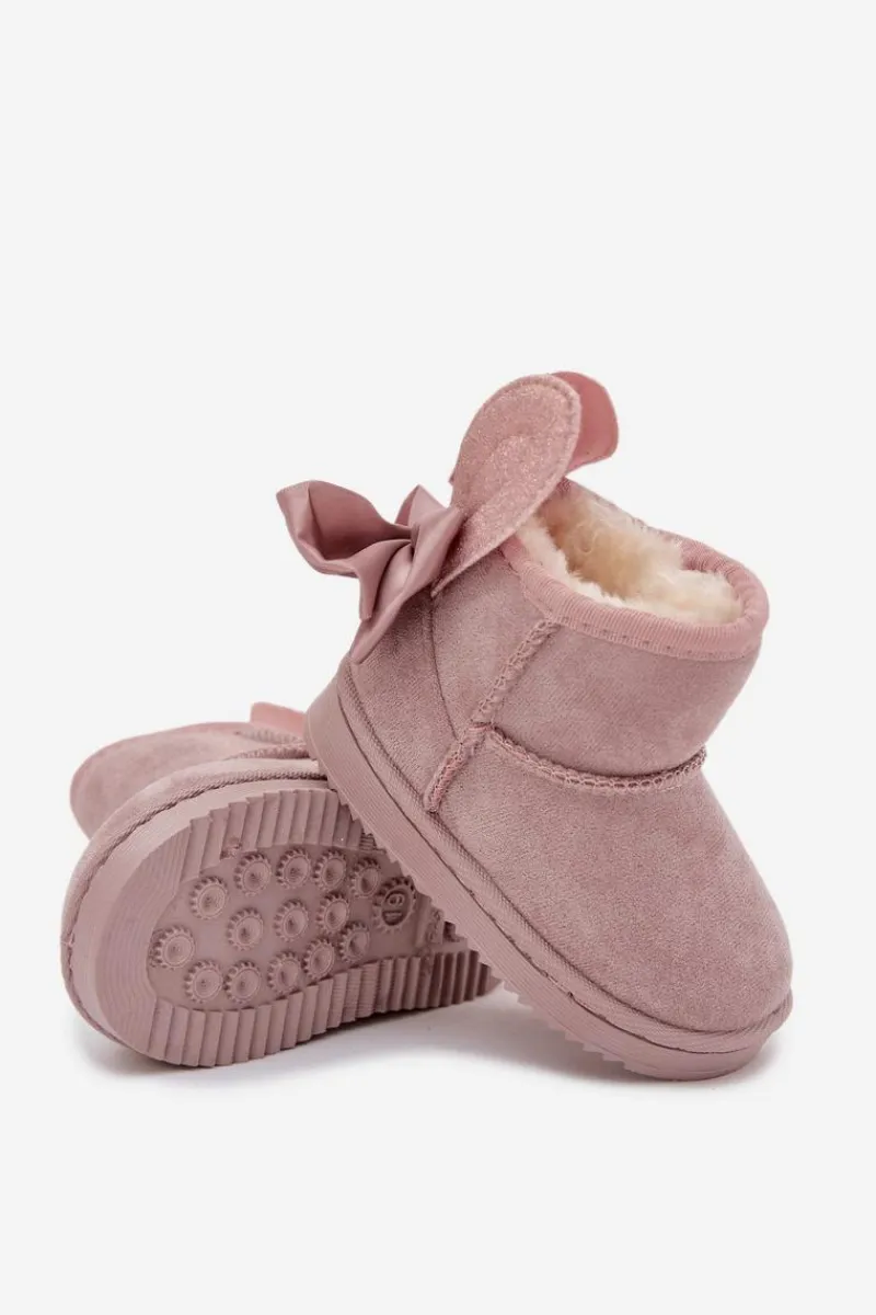 Dziewczęce|Dziewczęce>Boto Dziewczęce Ocieplane Śniegowce Z Kokardkami Brudny Róż Meriva