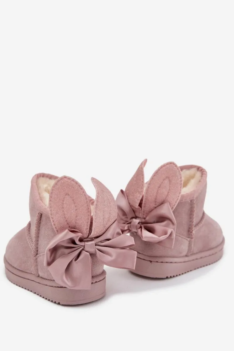 Dziewczęce|Dziewczęce>Boto Dziewczęce Ocieplane Śniegowce Z Kokardkami Brudny Róż Meriva