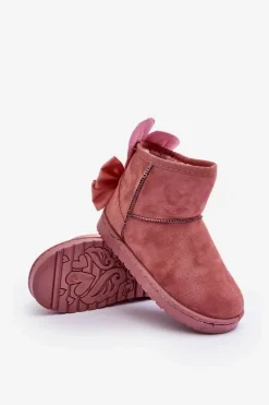 Best Boto Dziewczęce Ocieplane Śniegowce Z Kokardkami Ciemno Różowe Meriva