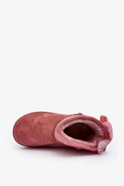 Best Boto Dziewczęce Ocieplane Śniegowce Z Kokardkami Ciemno Różowe Meriva