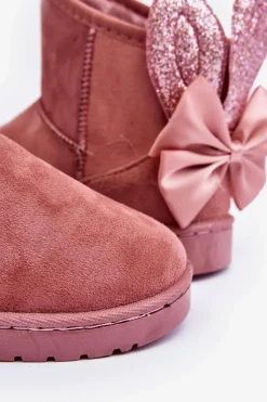 Best Boto Dziewczęce Ocieplane Śniegowce Z Kokardkami Ciemno Różowe Meriva