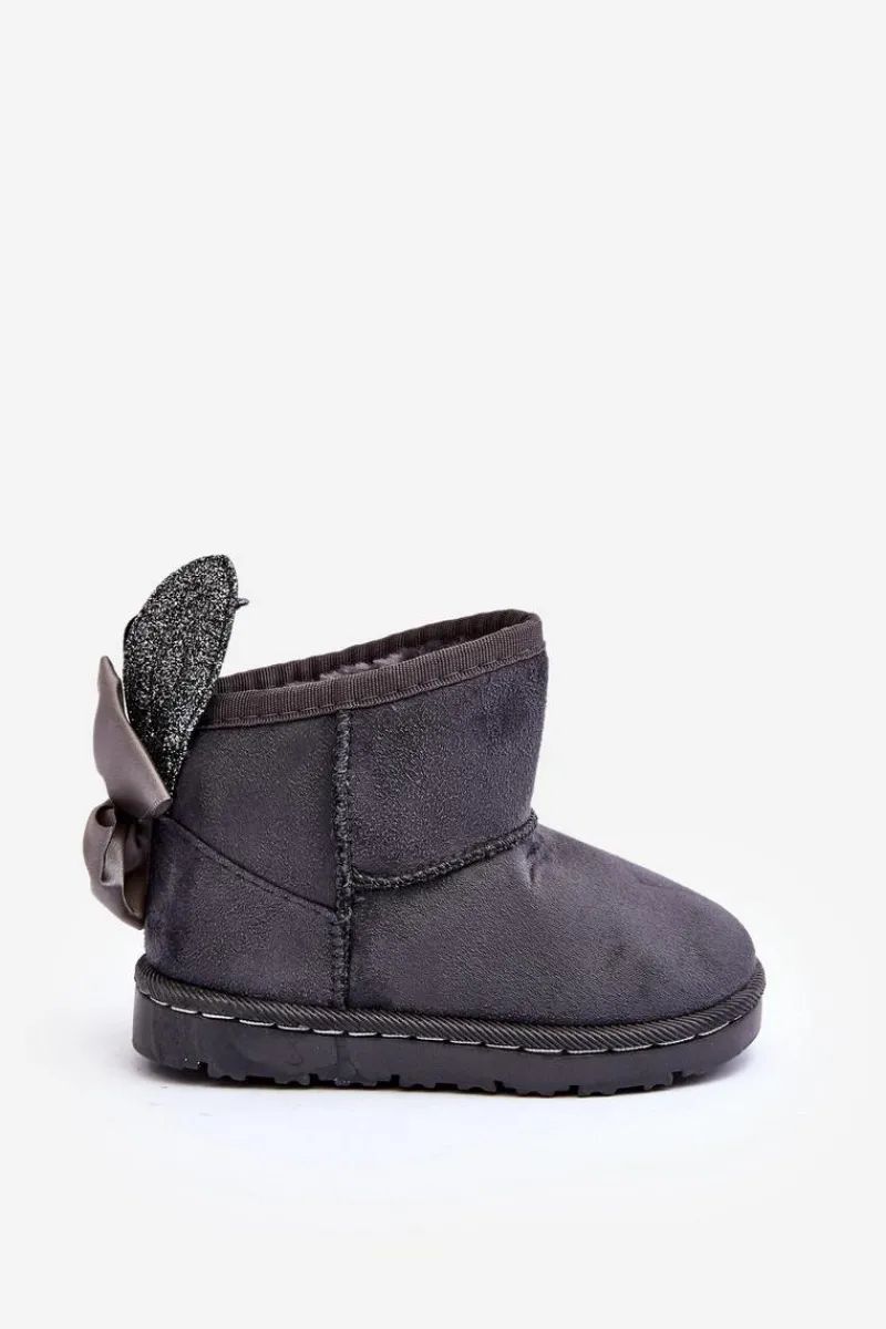 Dziewczęce|Dziewczęce>Boto Dziewczęce Ocieplane Śniegowce Z Kokardkami Ciemnoszare Meriva Szary