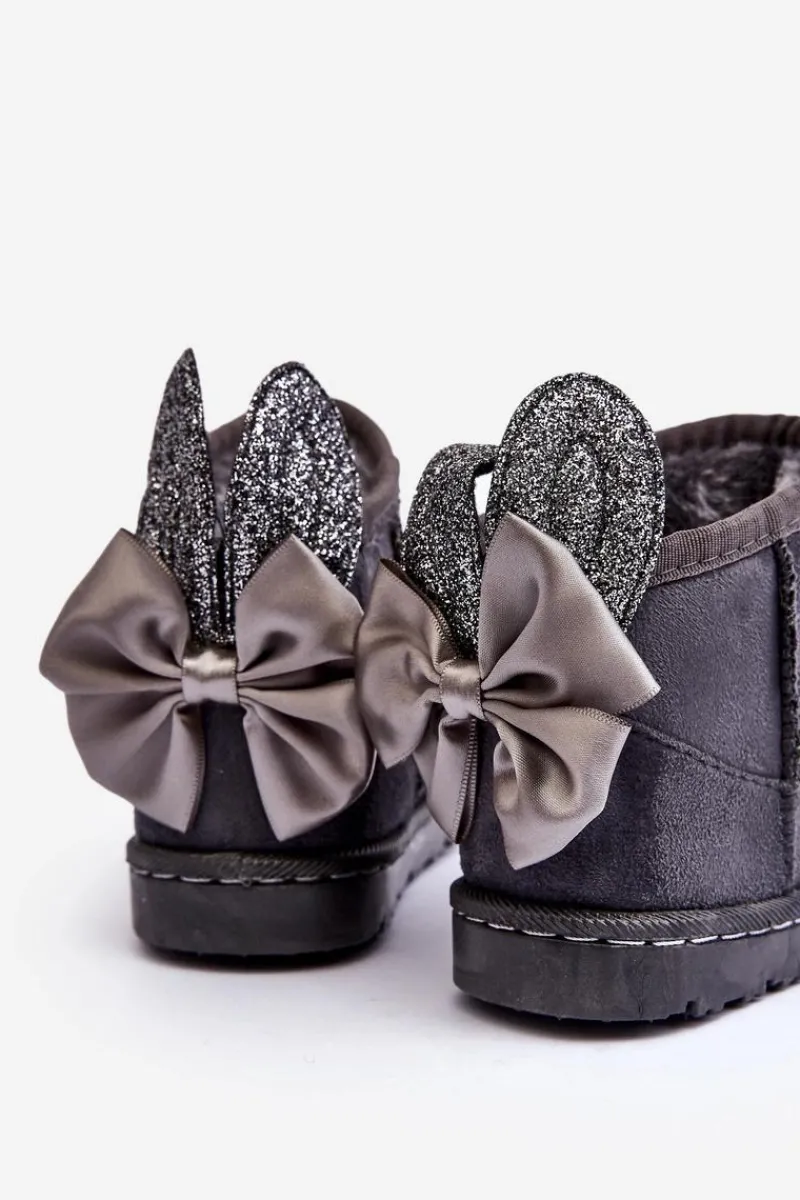 Dziewczęce|Dziewczęce>Boto Dziewczęce Ocieplane Śniegowce Z Kokardkami Ciemnoszare Meriva Szary