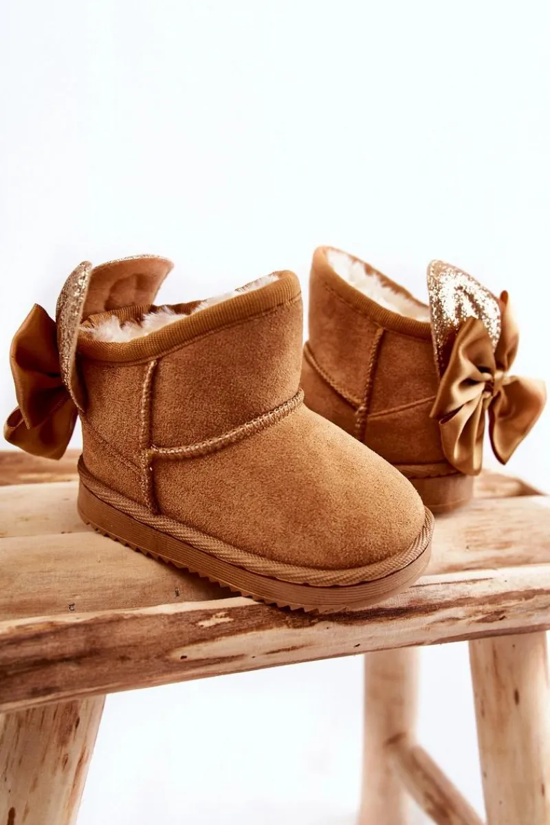 Dziewczęce|Dziewczęce>Boto Dziewczęce Ocieplane Śniegowce Z Kokardkami Camel Meriva Brązowy