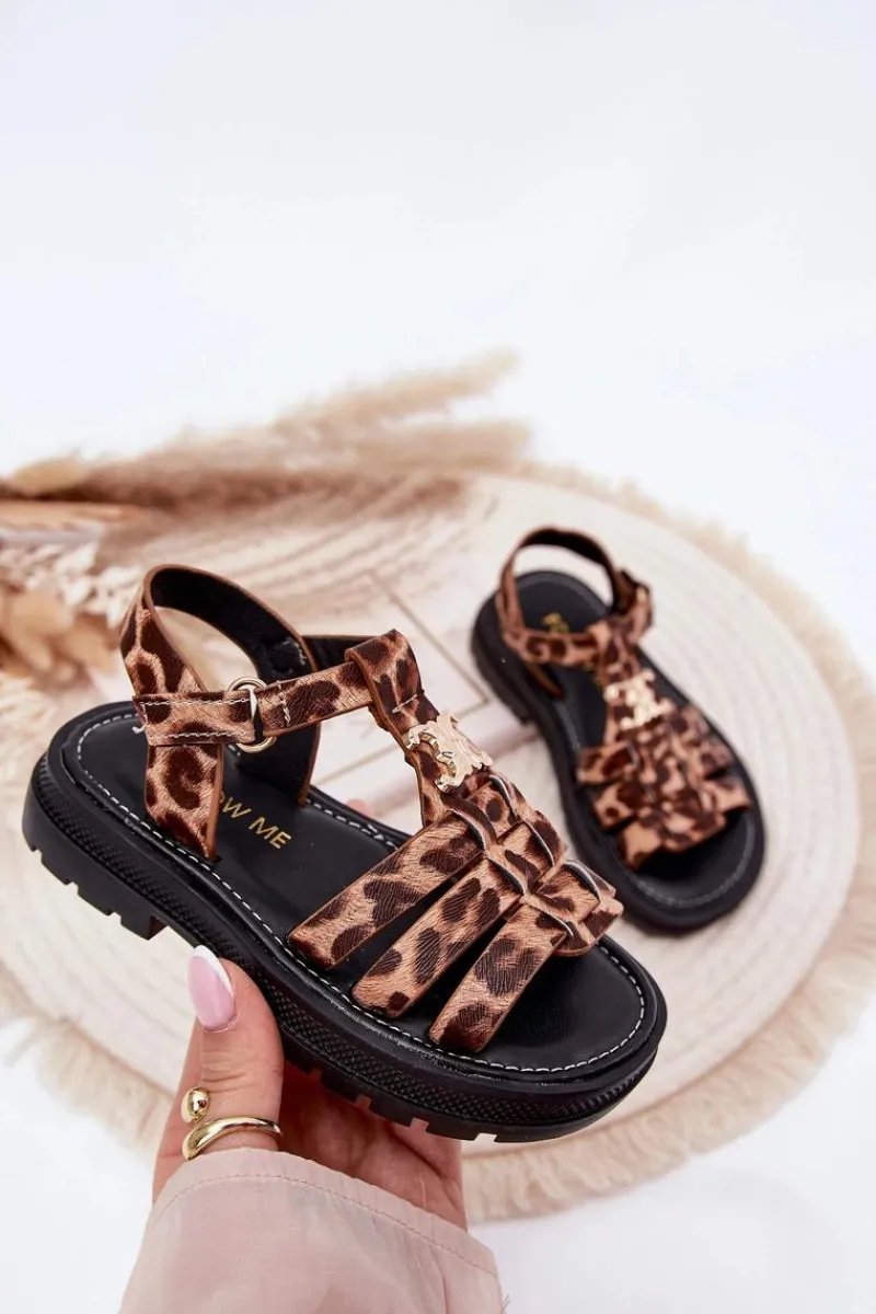 Clearance Dziewczęce Sandałki Z Ozdobnym Detalem Panterka Serina Dzieci Dziewczęce