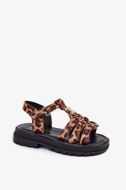 Clearance Dziewczęce Sandałki Z Ozdobnym Detalem Panterka Serina Dzieci Dziewczęce