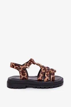 Clearance Dziewczęce Sandałki Z Ozdobnym Detalem Panterka Serina Dzieci Dziewczęce