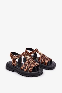 Clearance Dziewczęce Sandałki Z Ozdobnym Detalem Panterka Serina Dzieci Dziewczęce