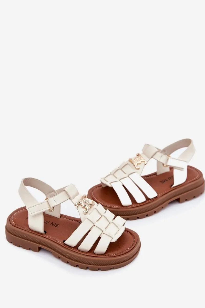 Online Dziewczęce Sandałki Z Ozdobnym Detalem Beżowe Serina Dzieci Dziewczęce