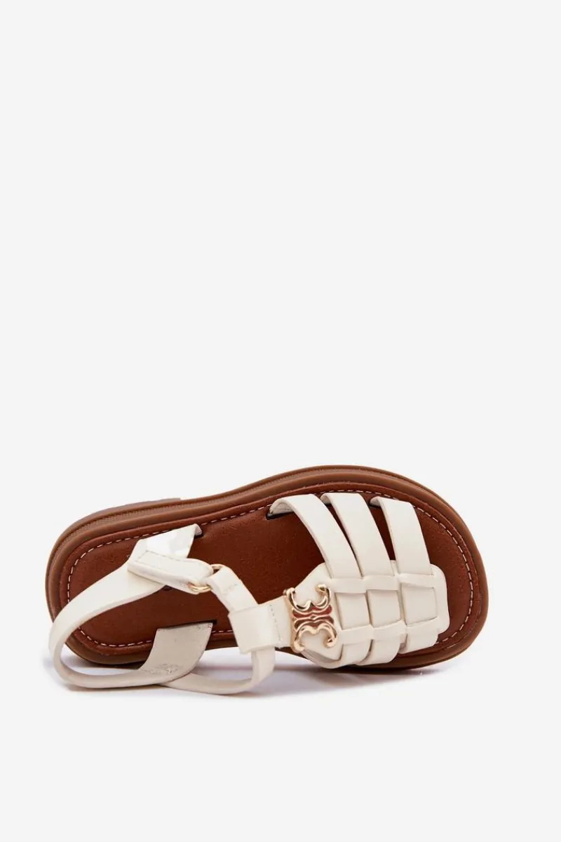 Online Dziewczęce Sandałki Z Ozdobnym Detalem Beżowe Serina Dzieci Dziewczęce