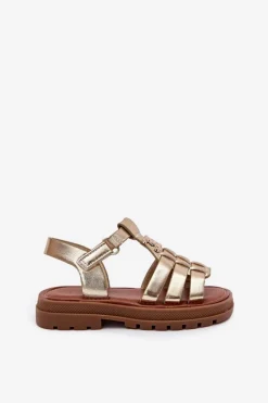 Dziewczęce>Boto Dziewczęce Sandałki Z Ozdobnym Detalem Złote Serina Złoty