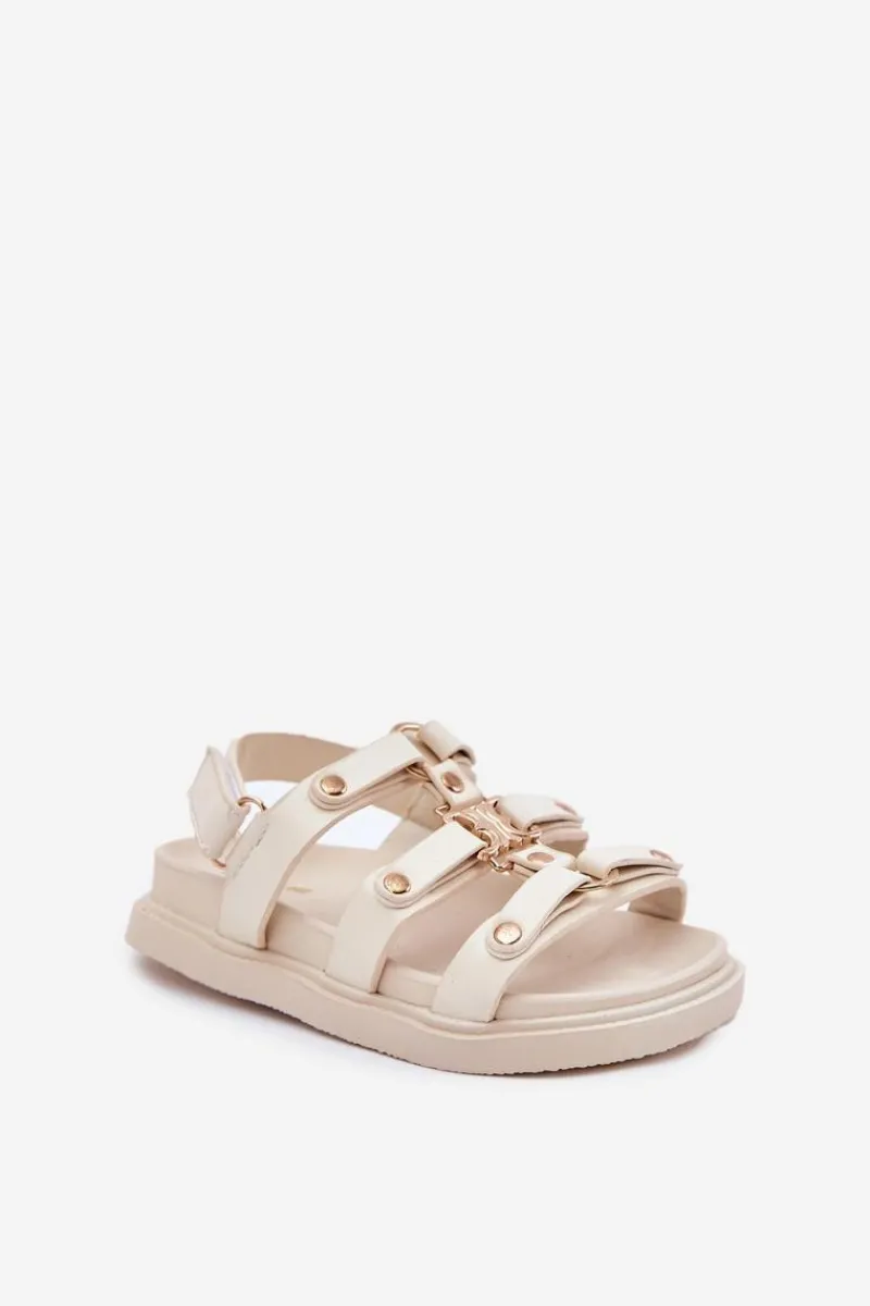 Dziewczęce>Boto Dziewczęce Sandałki Ze Złotym Detalem Beżowe Lunessa Beżowy
