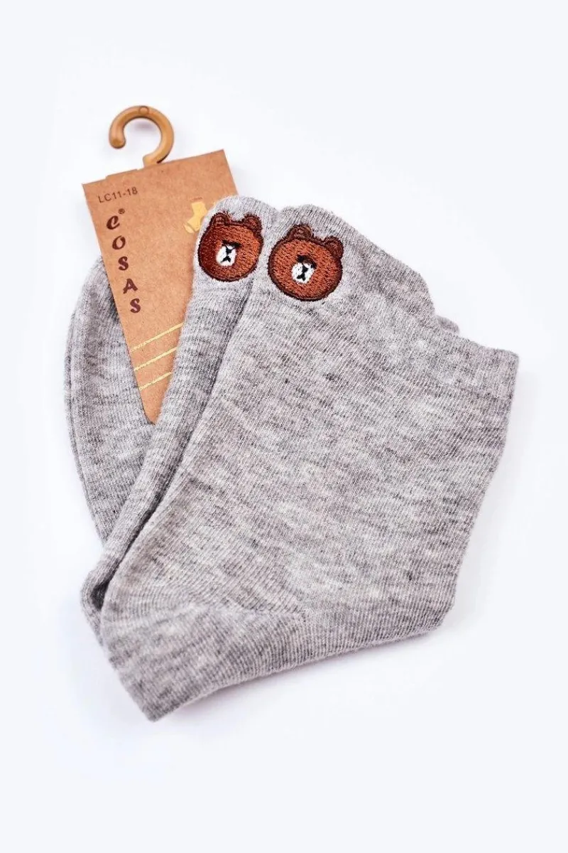 Skarpetki|Skarpetki>COSAS Dziewczęce Skarpetki Bawełniane Z Misiem Szare