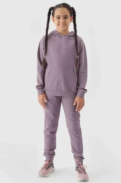 Best Dziewczęce Spodnie Dresowe Joggery JWMM00TTROF0828-51S Fioletowe Dzieci Spodnie Dziecięce|Odzież 4F