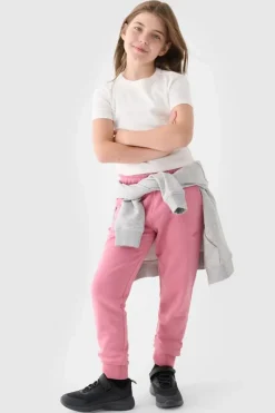 New 4F Dziewczęce Spodnie Dresowe Joggery JWMM00TTROF0828-56S Różowe Różowy