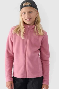 Bluzy Dziecięce|Odzież 4F>4F Dziewczęcy Polar Ze Stójką Slim JWMM00TFLEF261-56S Różowy