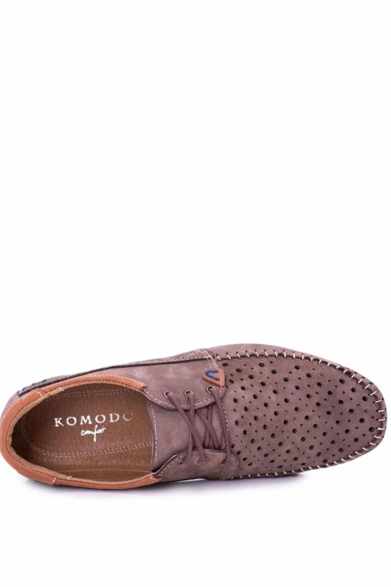 New Boto Dziurkowane Skórzane Mokasyny Półbuty Brąz Mortego
