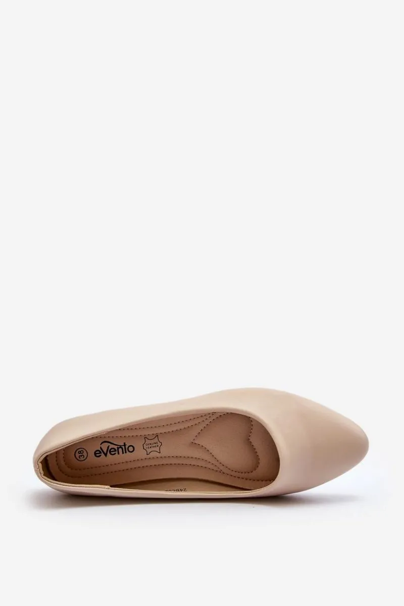 Baleriny Skórzane|Baleriny Klasyczne>Evento Eko Skórzane Baleriny Damskie Beżowe Tindomiel