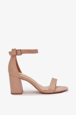 Best Eko Skórzane Sandały Damskie Na Słupku Beżowe Irini Damskie Sandały Na Słupku|Sandały Na Obcasie