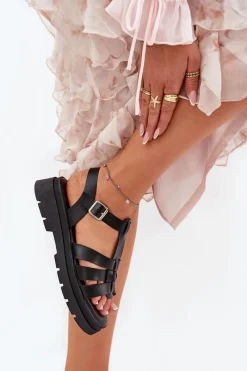 Sandały Płaskie><noscript><img width=