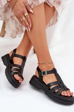 Sandały Płaskie><noscript><img width=