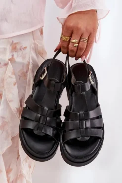 Sandały Płaskie><noscript><img width=