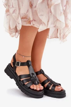 Sandały Płaskie><noscript><img width=