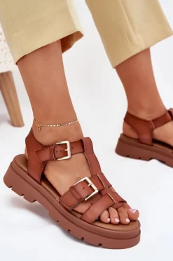 Sandały Płaskie><noscript><img width=