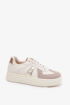 Clearance Eko Skórzane Sneakersy Damskie Na Platformie Beżowe Goriette Damskie Buty Sportowe Na Platformie|Sneakersy Damskie