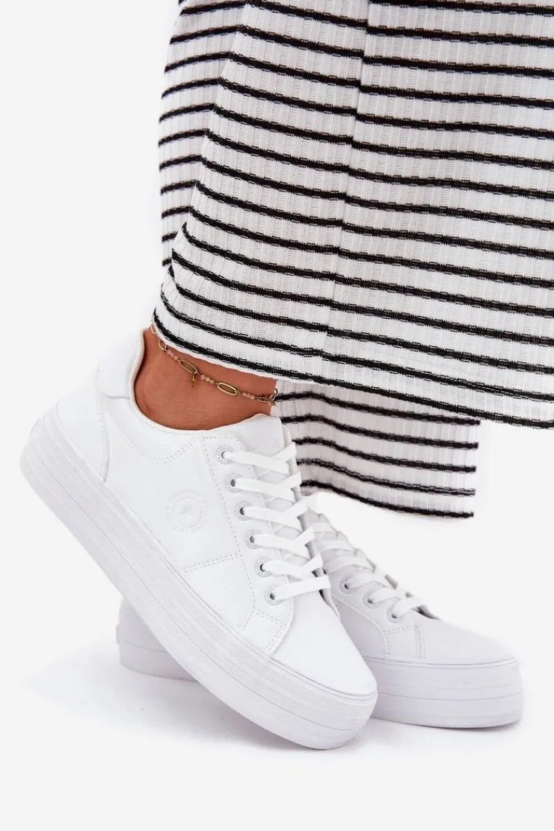 Online Big Star Shoes Eko Skórzane Trampki Damskie Na Platformie Big Star RR274298 Białe