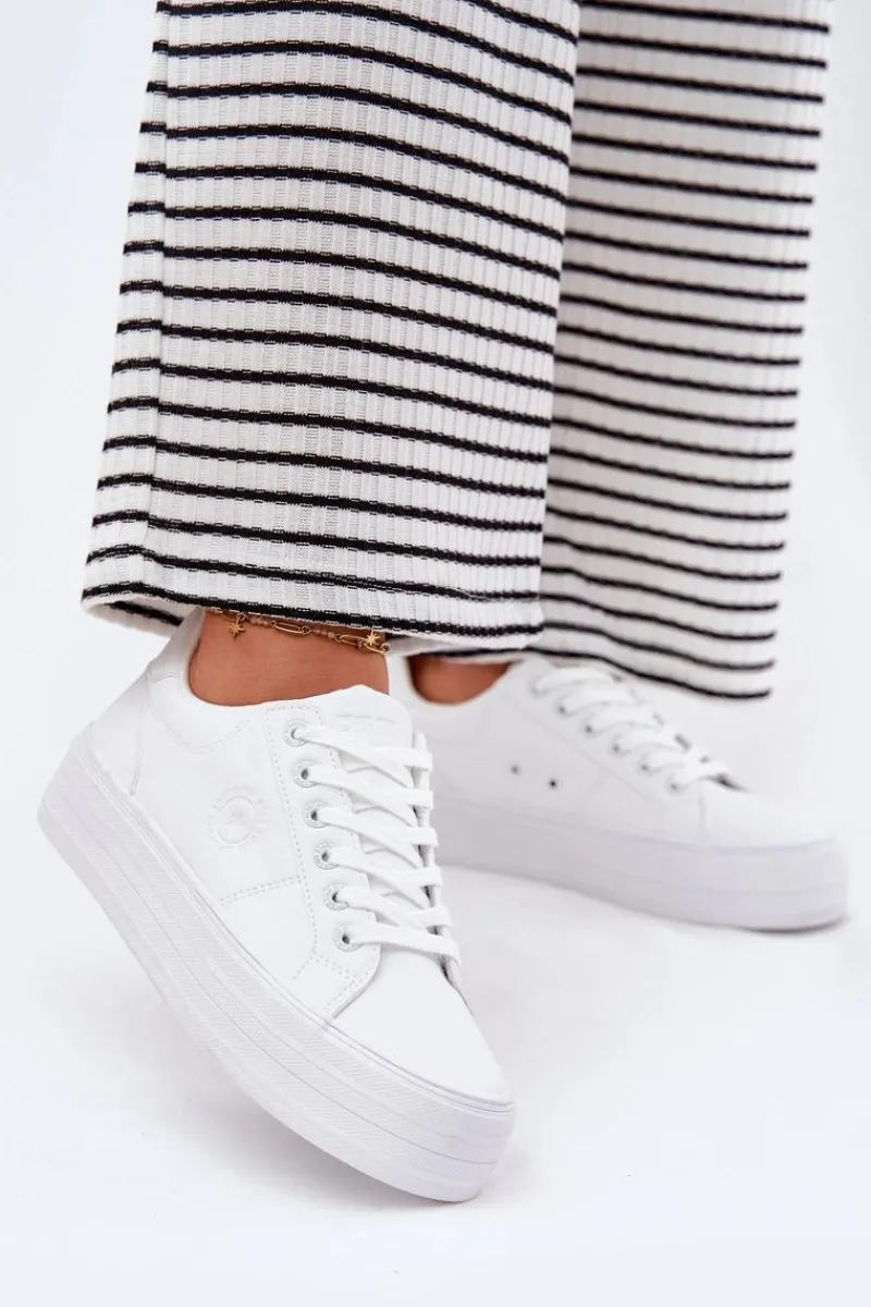 Online Big Star Shoes Eko Skórzane Trampki Damskie Na Platformie Big Star RR274298 Białe