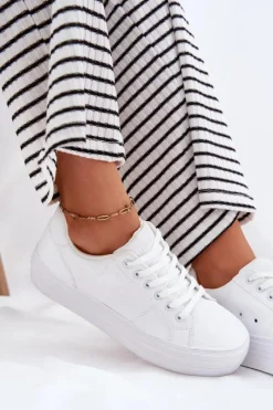 Online Big Star Shoes Eko Skórzane Trampki Damskie Na Platformie Big Star RR274298 Białe