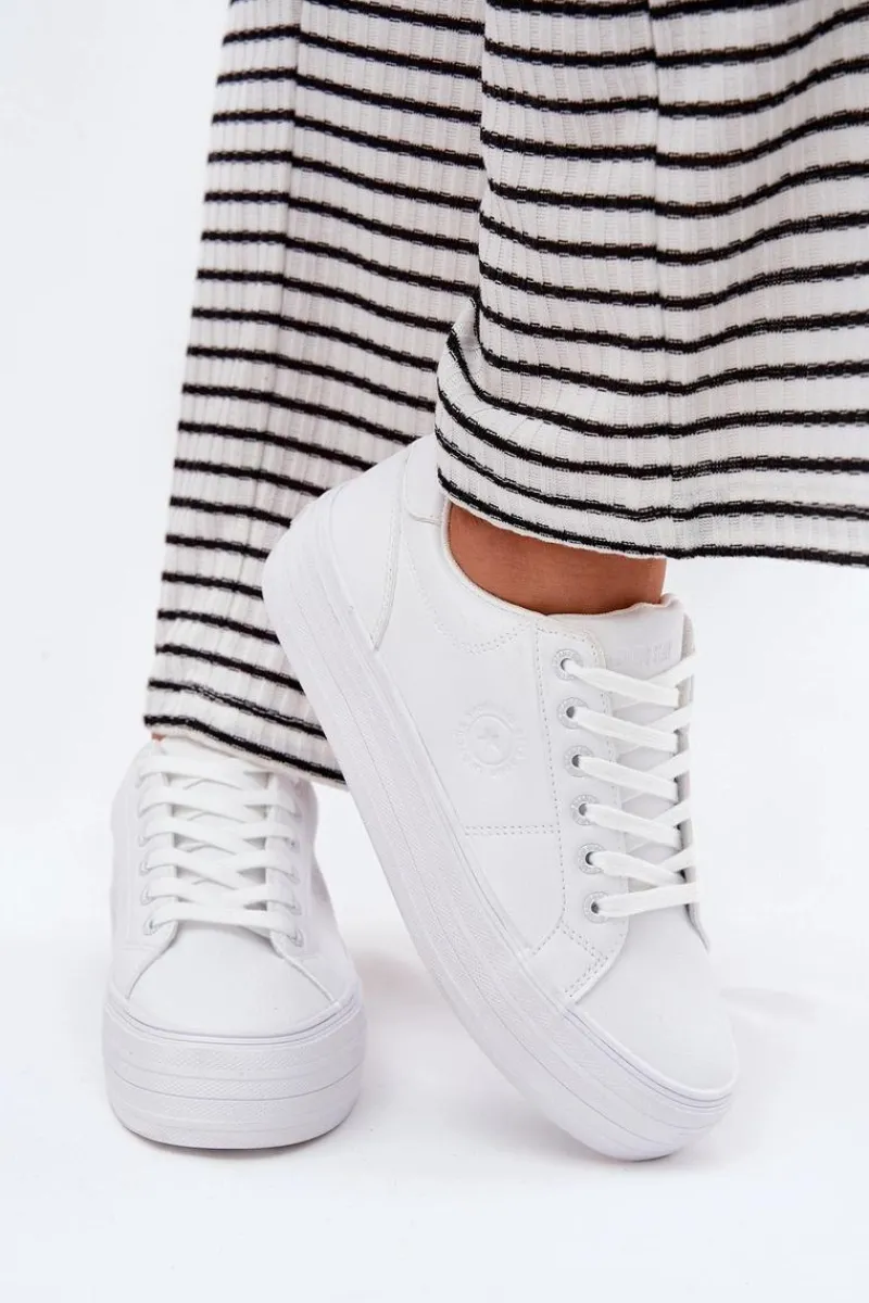 Online Big Star Shoes Eko Skórzane Trampki Damskie Na Platformie Big Star RR274298 Białe