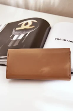 Online Eko Skórzany Gładki Portfel Damski Ciemno Erolia Portfele