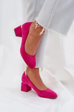 Sale Eko Zamszowe Czółenka Na Słupku Fuksja Veniffia Damskie Czółenka Zamszowe|Czółenka Na Słupku