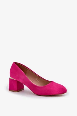 Sale Eko Zamszowe Czółenka Na Słupku Fuksja Veniffia Damskie Czółenka Zamszowe|Czółenka Na Słupku