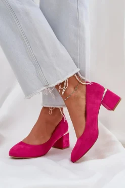 Sale Eko Zamszowe Czółenka Na Słupku Fuksja Veniffia Damskie Czółenka Zamszowe|Czółenka Na Słupku