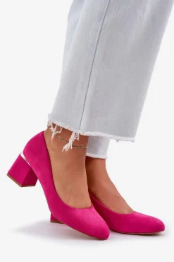 Sale Eko Zamszowe Czółenka Na Słupku Fuksja Veniffia Damskie Czółenka Zamszowe|Czółenka Na Słupku