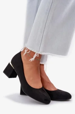 Discount Boto Eko Zamszowe Czółenka Na Słupku Czarne Veniffia